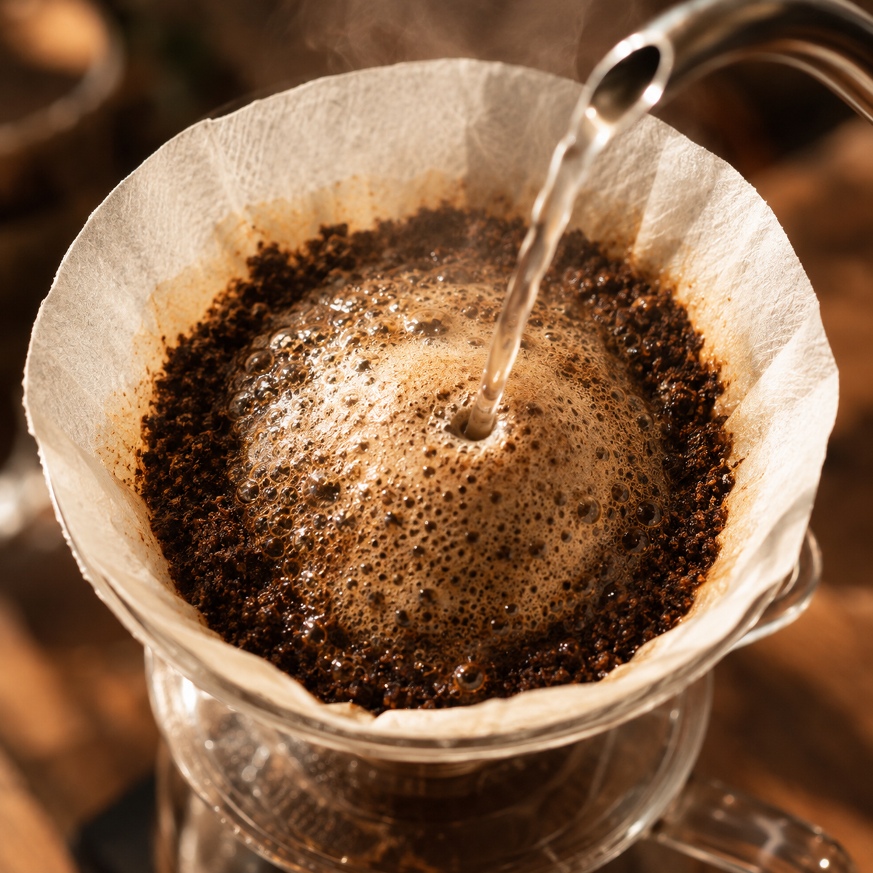 การเทน้ำแบ่งรอบตามสูตร 4:6 ช่วงกาแฟบลูม